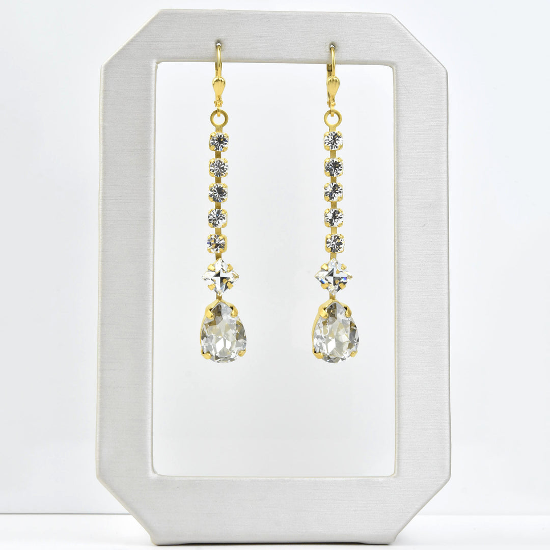 Deco Crystal Dangle Earrings - Goldmakers Fine Jewelry