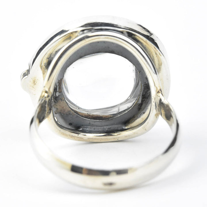 Round Clear Quartz Ring in Sterling Silver - Goldmakers Fine Jewelry