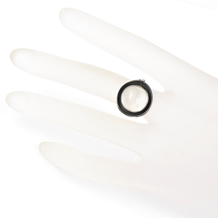 Round Clear Quartz Ring in Sterling Silver - Goldmakers Fine Jewelry
