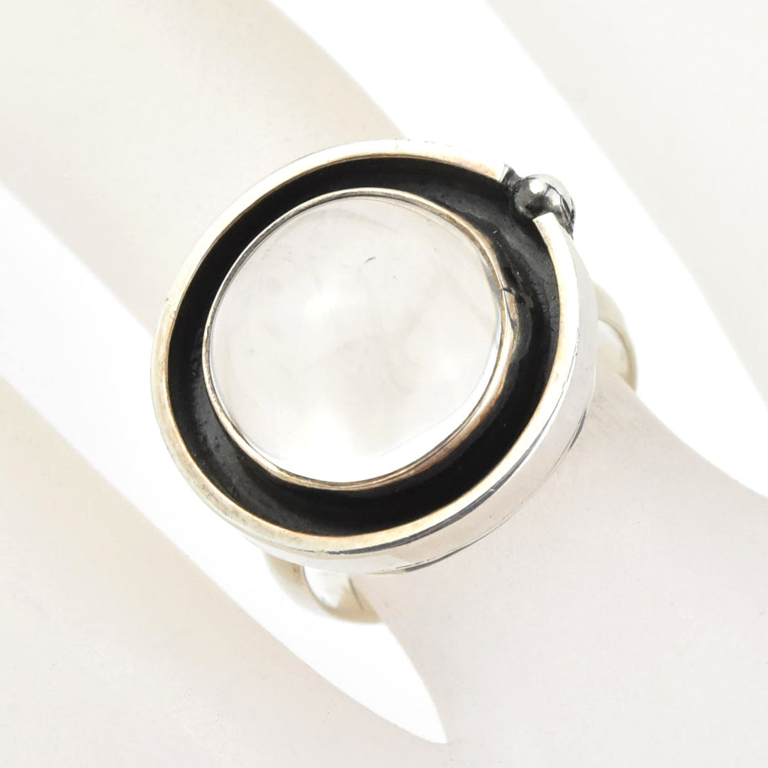 Round Clear Quartz Ring in Sterling Silver - Goldmakers Fine Jewelry