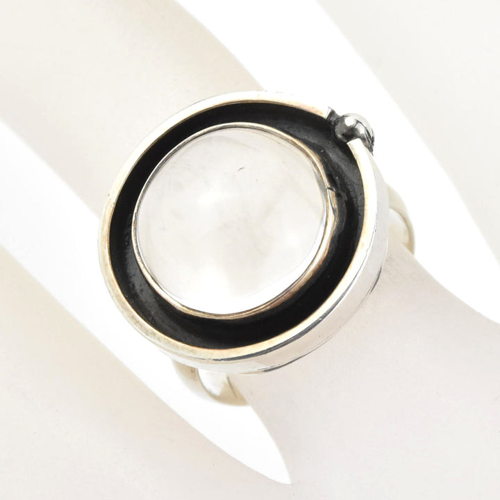 Round Clear Quartz Ring in Sterling Silver - Goldmakers Fine Jewelry