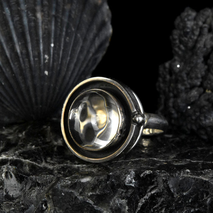 Round Clear Quartz Ring in Sterling Silver - Goldmakers Fine Jewelry