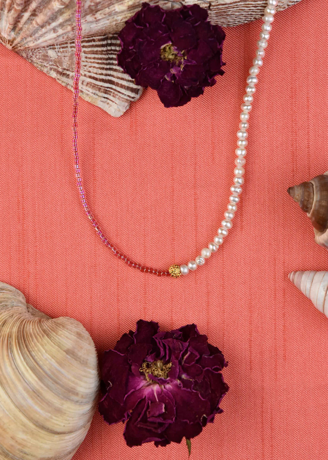 Sunset Cloud Necklace with Pearls - Goldmakers Fine Jewelry