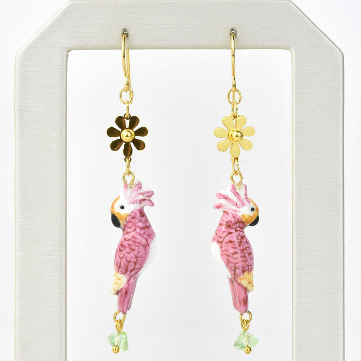 Cockatoo and Daisy Earrings - Goldmakers Fine Jewelry