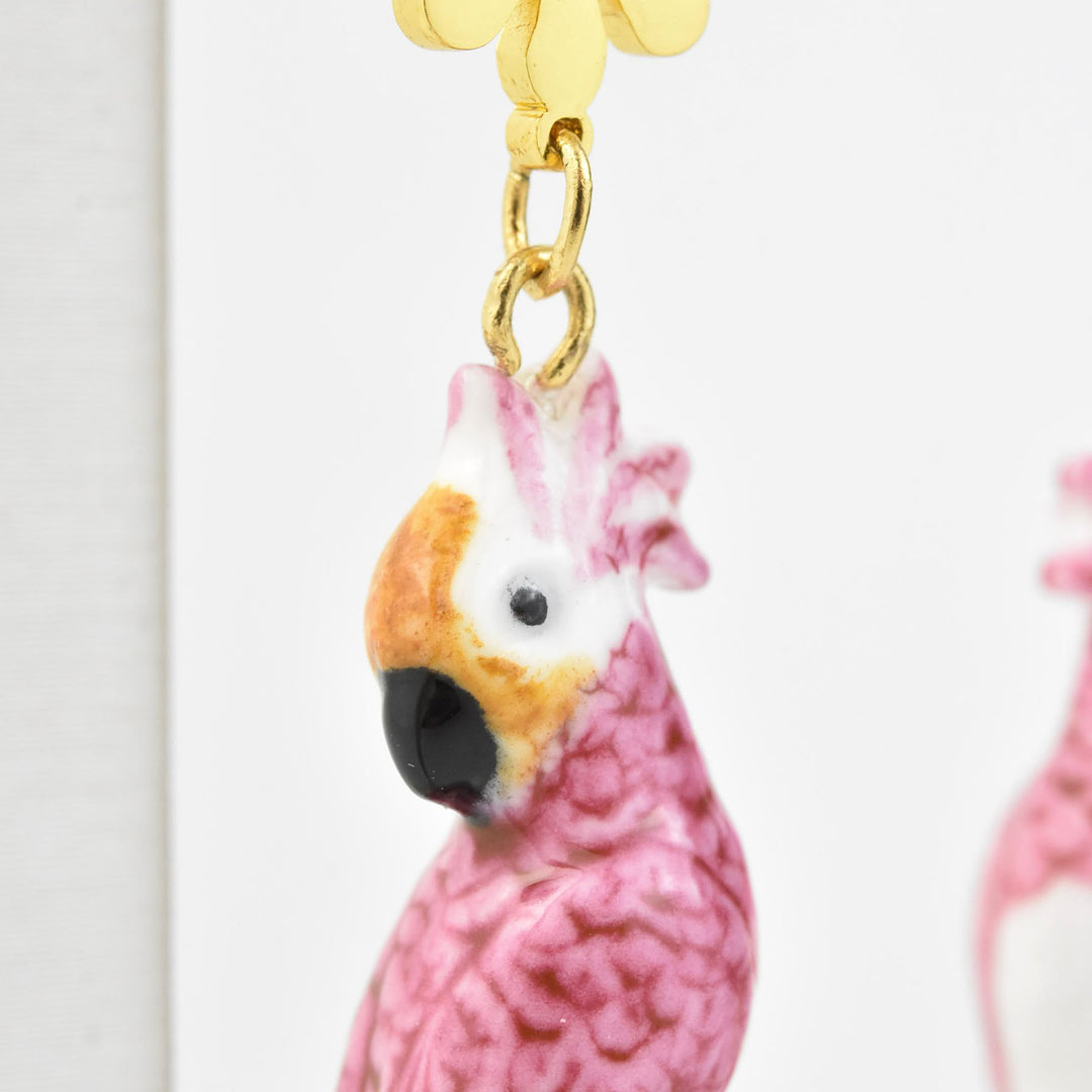Cockatoo and Daisy Earrings - Goldmakers Fine Jewelry