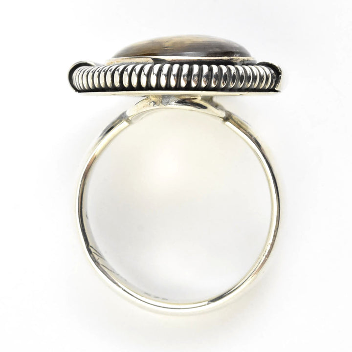 Round Smokey Quartz Ring in Sterling Silver - Goldmakers Fine Jewelry