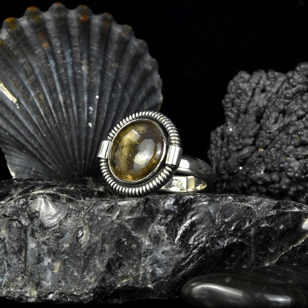 Round Smokey Quartz Ring in Sterling Silver - Goldmakers Fine Jewelry