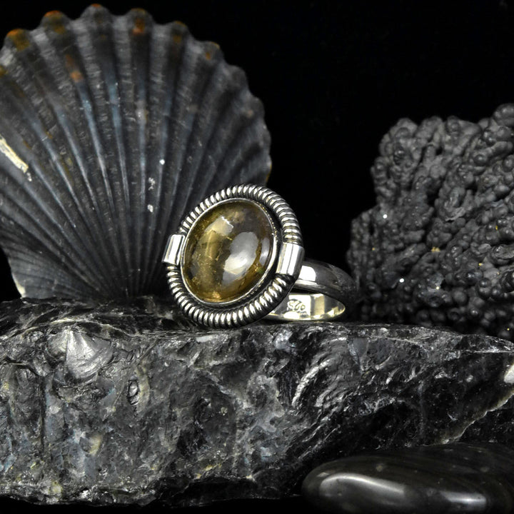 Round Smokey Quartz Ring in Sterling Silver - Goldmakers Fine Jewelry
