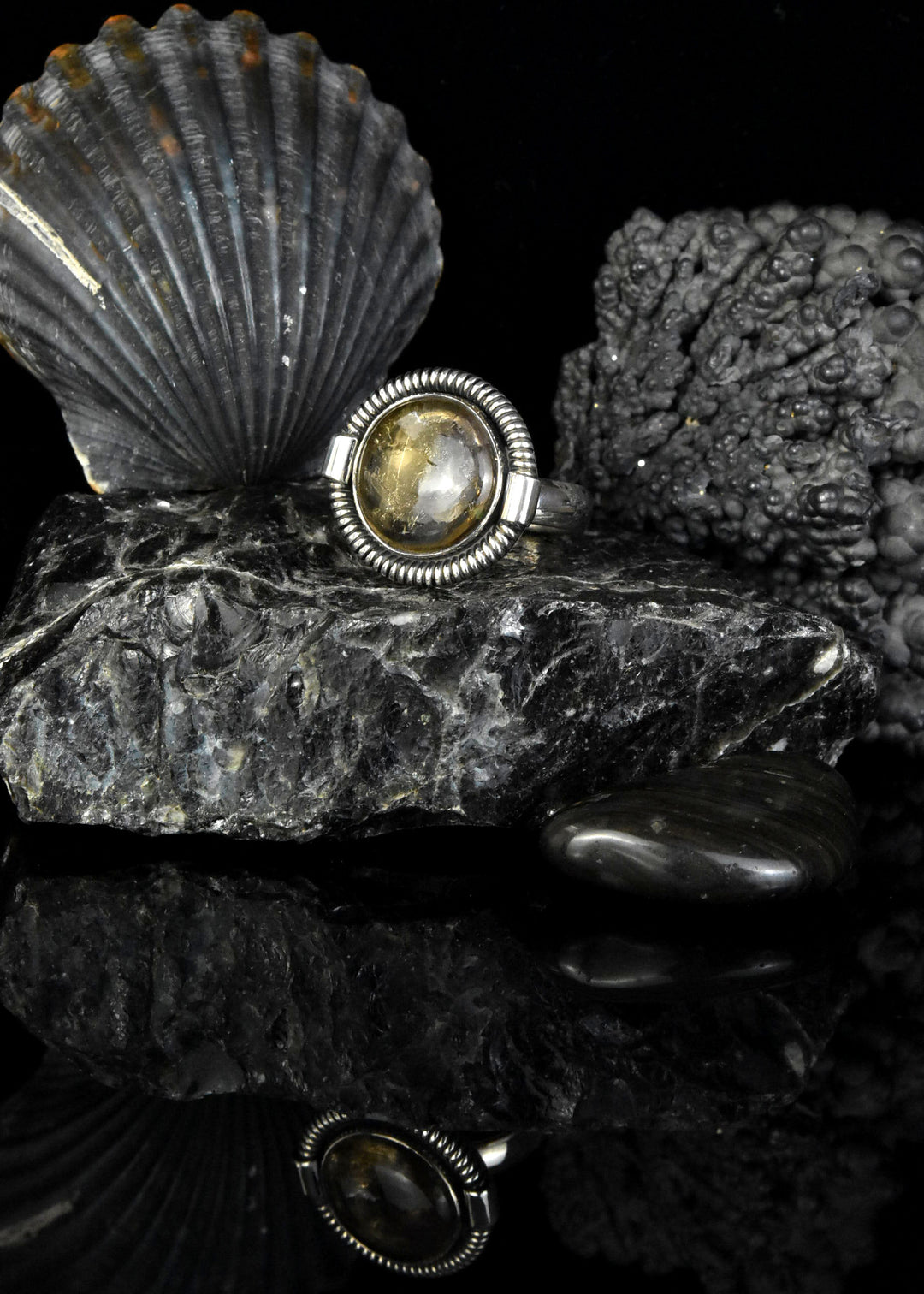Round Smokey Quartz Ring in Sterling Silver - Goldmakers Fine Jewelry