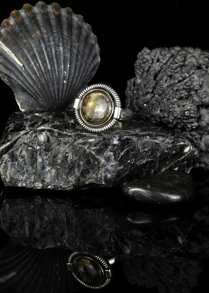 Round Smokey Quartz Ring in Sterling Silver - Goldmakers Fine Jewelry