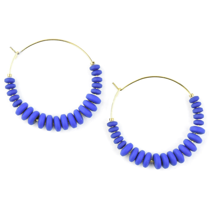 Cobalt Beaded Hoops - Goldmakers Fine Jewelry