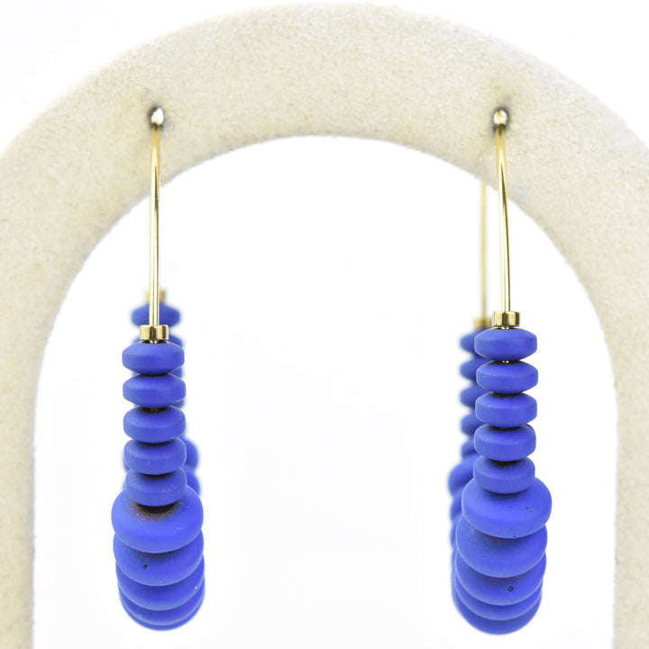 Cobalt Beaded Hoops - Goldmakers Fine Jewelry