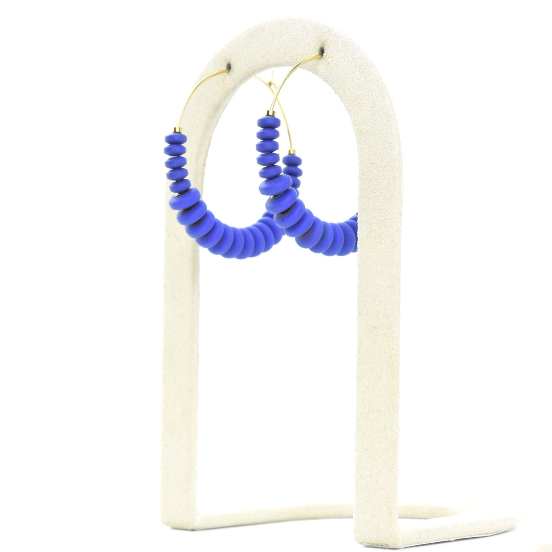 Cobalt Beaded Hoops - Goldmakers Fine Jewelry