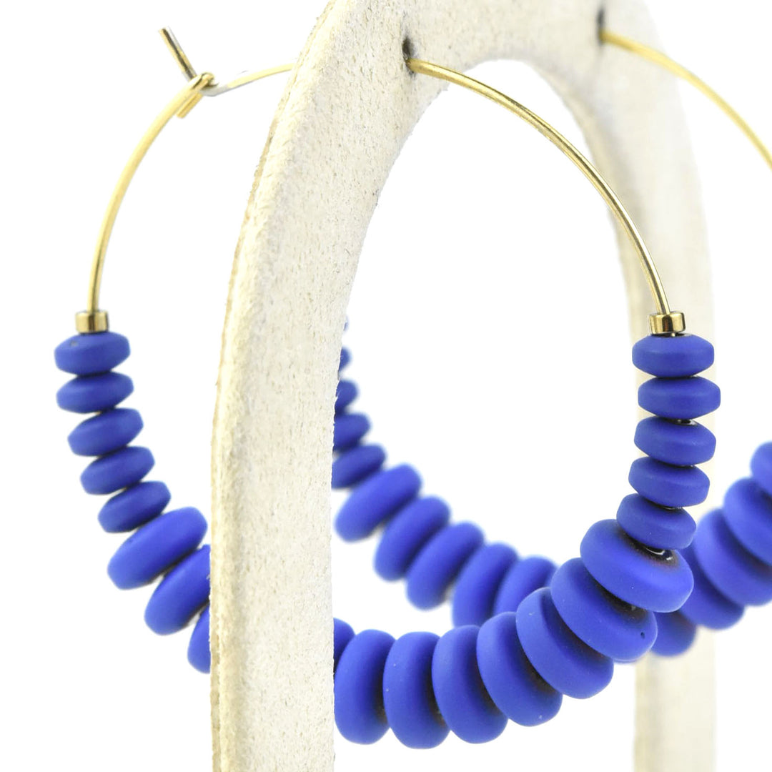 Cobalt Beaded Hoops - Goldmakers Fine Jewelry