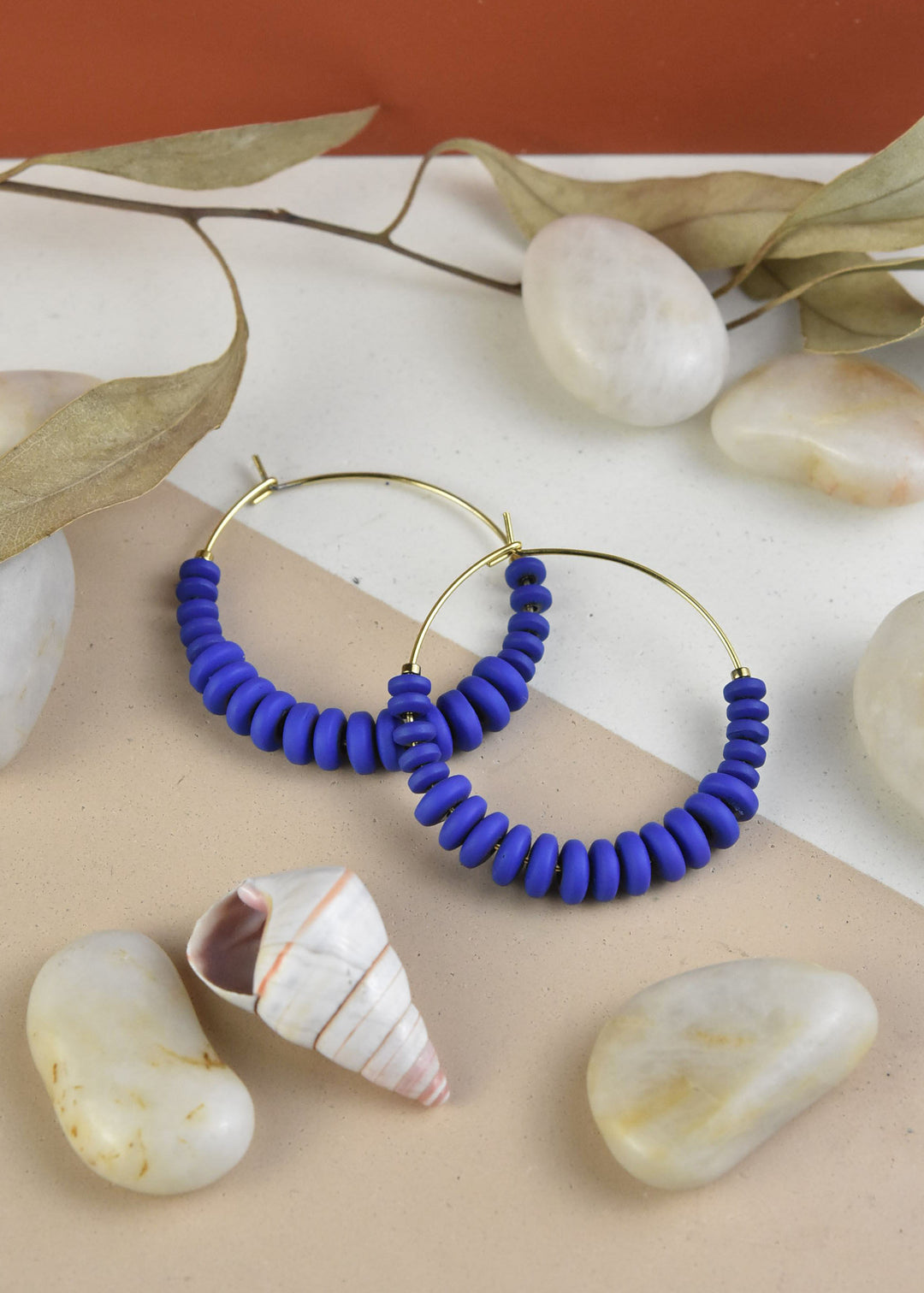 Cobalt Beaded Hoops - Goldmakers Fine Jewelry