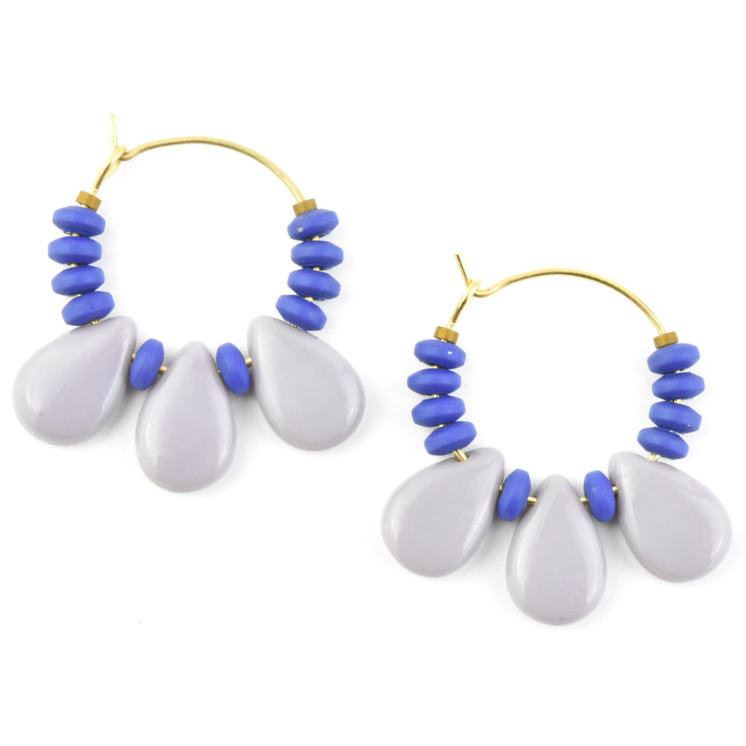 Cobalt and Lavender Mini Hoops - Goldmakers Fine Jewelry