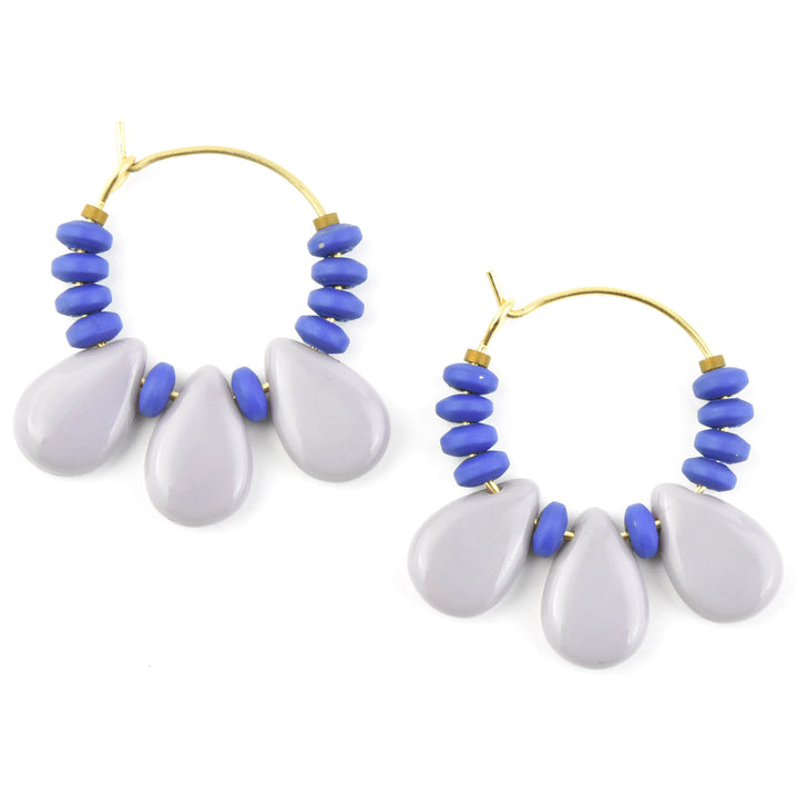 Cobalt and Lavender Mini Hoops - Goldmakers Fine Jewelry