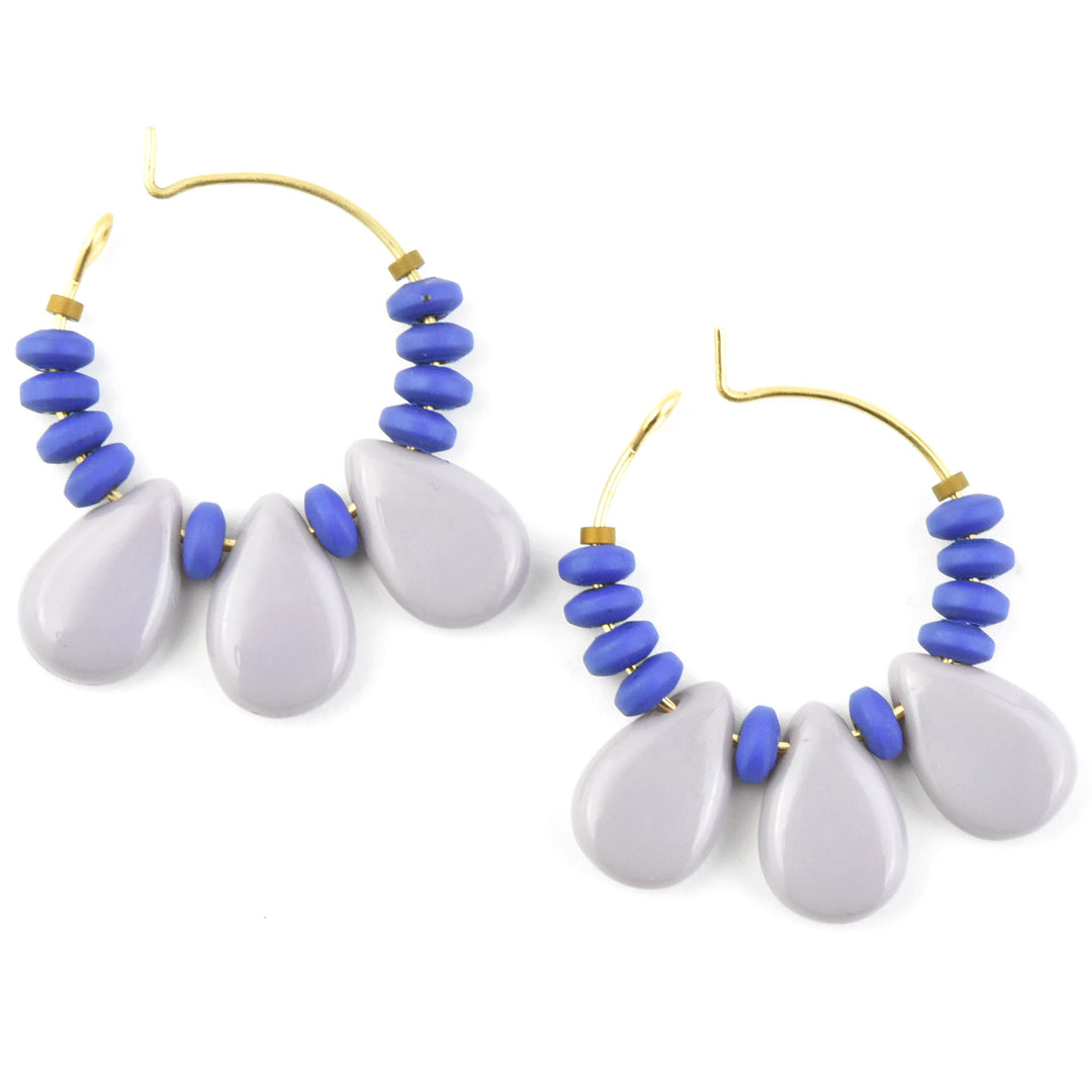 Cobalt and Lavender Mini Hoops - Goldmakers Fine Jewelry