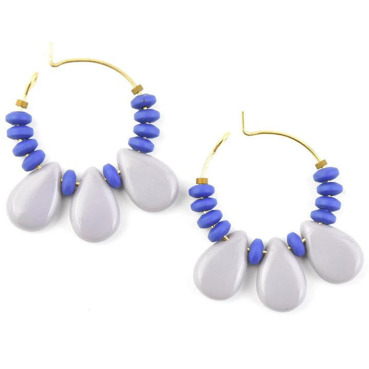 Cobalt and Lavender Mini Hoops - Goldmakers Fine Jewelry