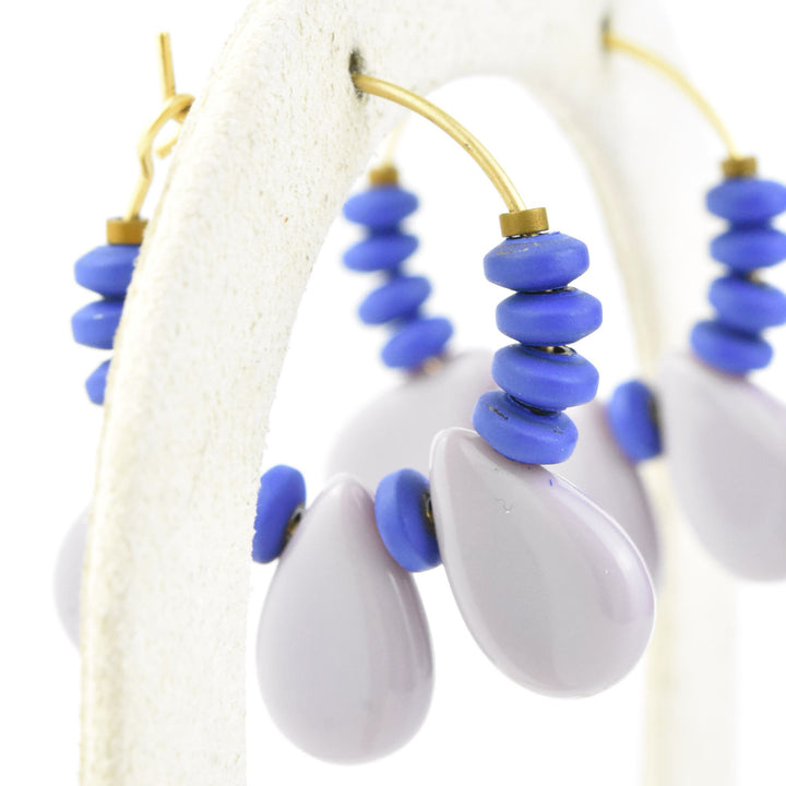 Cobalt and Lavender Mini Hoops - Goldmakers Fine Jewelry