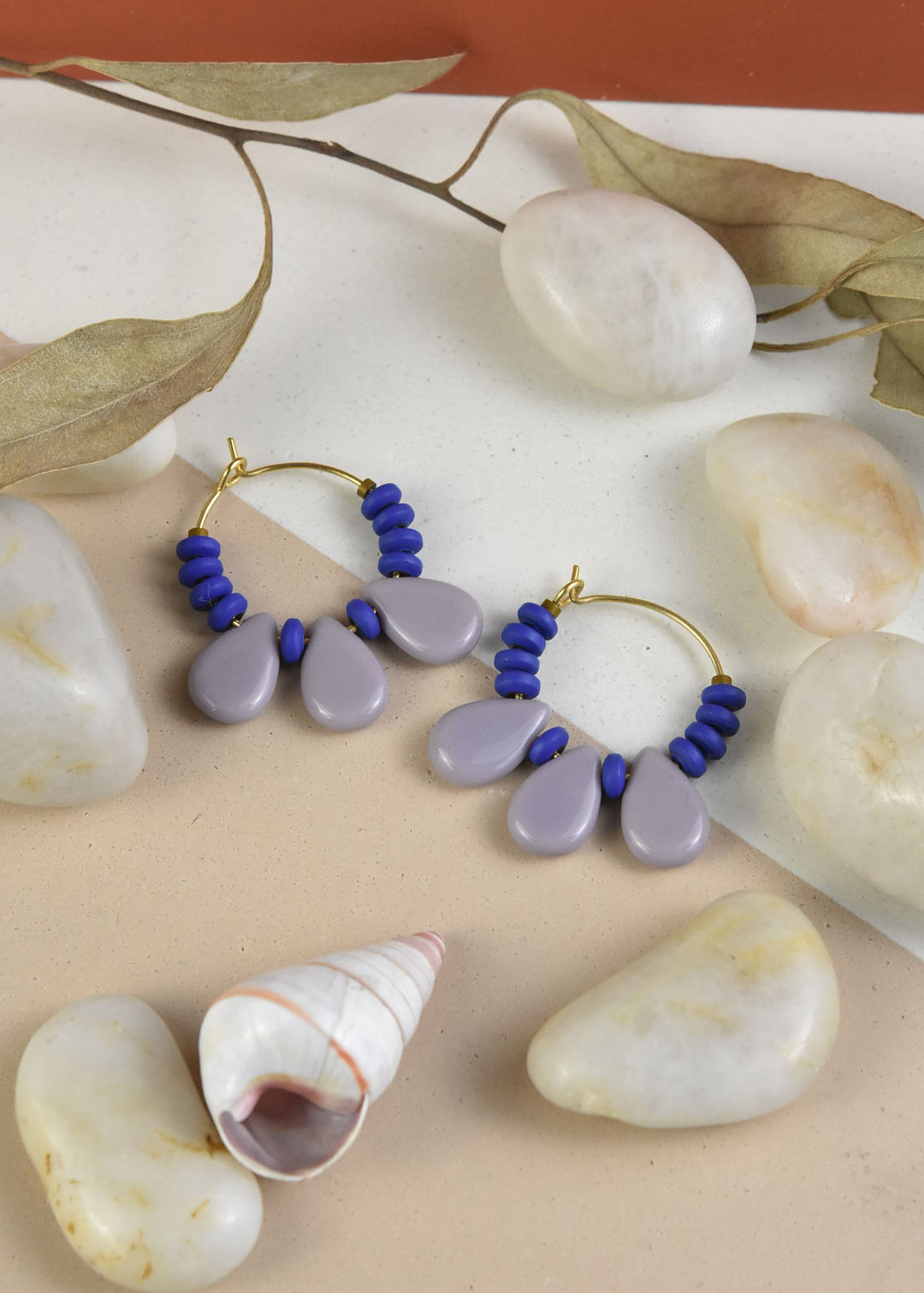 Cobalt and Lavender Mini Hoops - Goldmakers Fine Jewelry