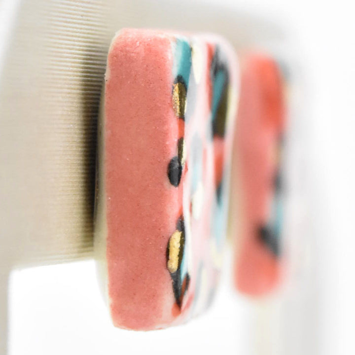 Colorful Leopard Square Studs