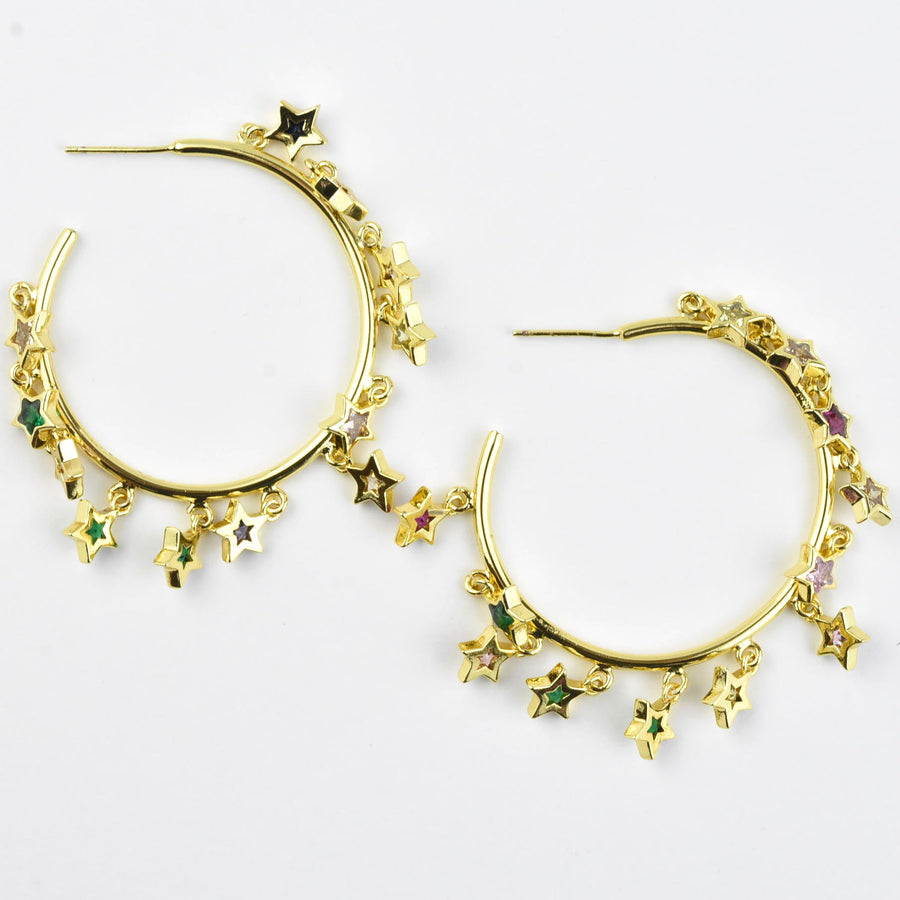 Colorful Star Hoops - Goldmakers Fine Jewelry