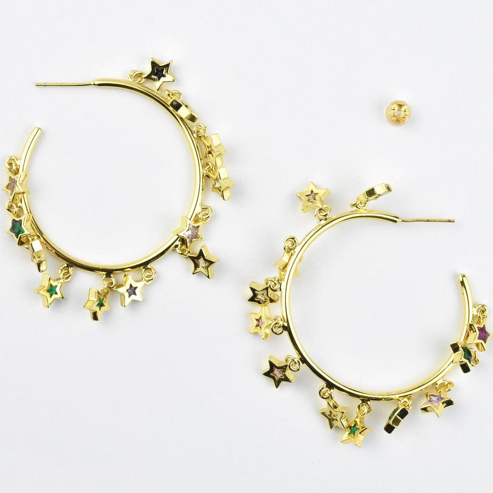 Colorful Star Hoops - Goldmakers Fine Jewelry