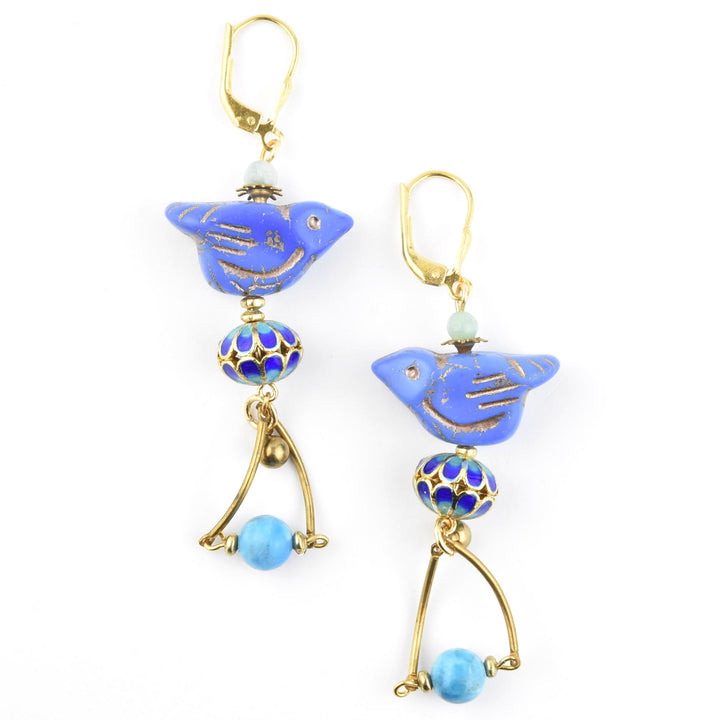 Cornflower Blue Bird Earrings