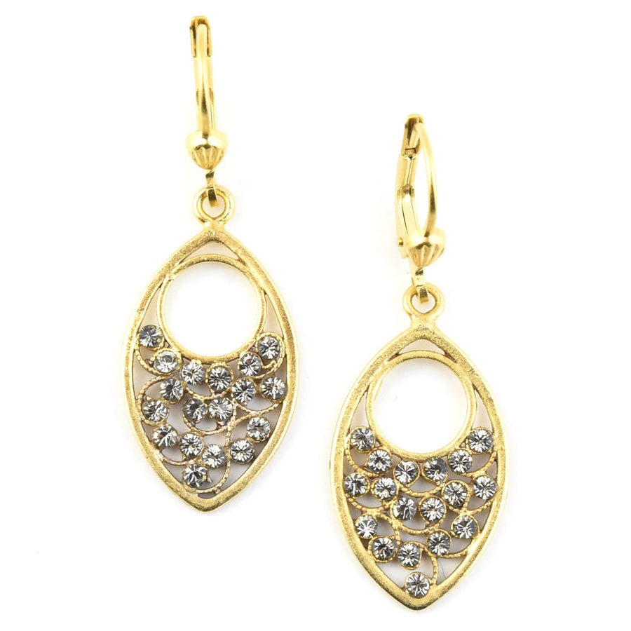 Ice Almond Filigree Drop Earrings - Goldmakers Fine Jewelry