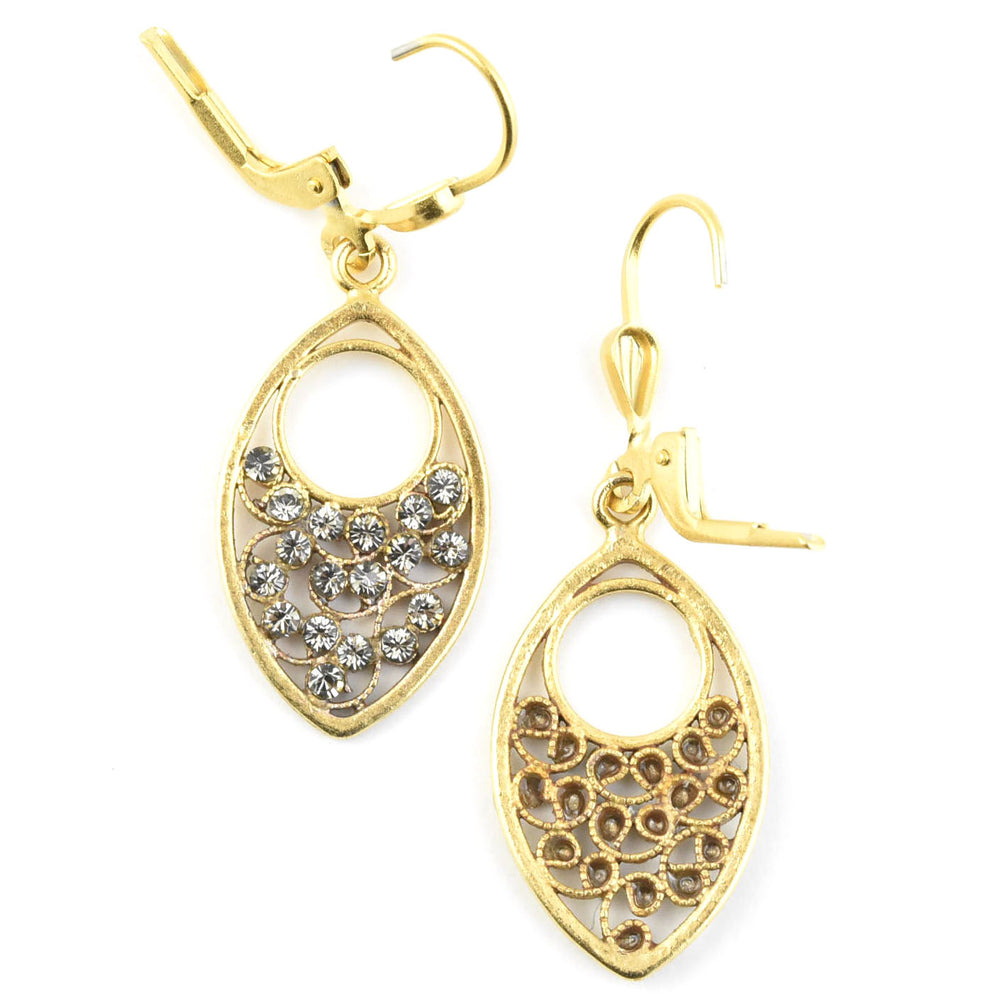 Ice Almond Filigree Drop Earrings - Goldmakers Fine Jewelry