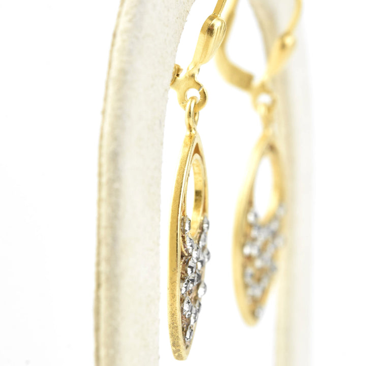 Ice Almond Filigree Drop Earrings - Goldmakers Fine Jewelry