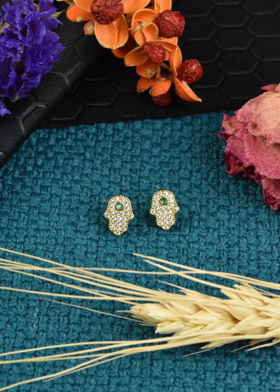 Crystal Hamsa Studs