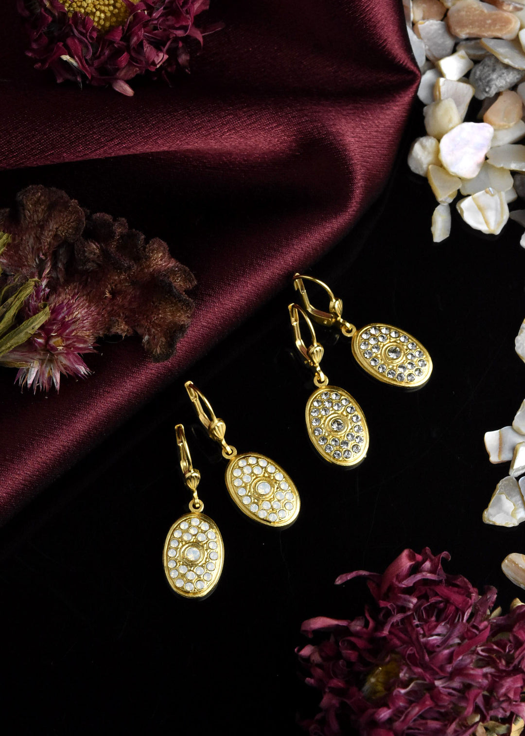 Crystal Encrusted Oval Drops