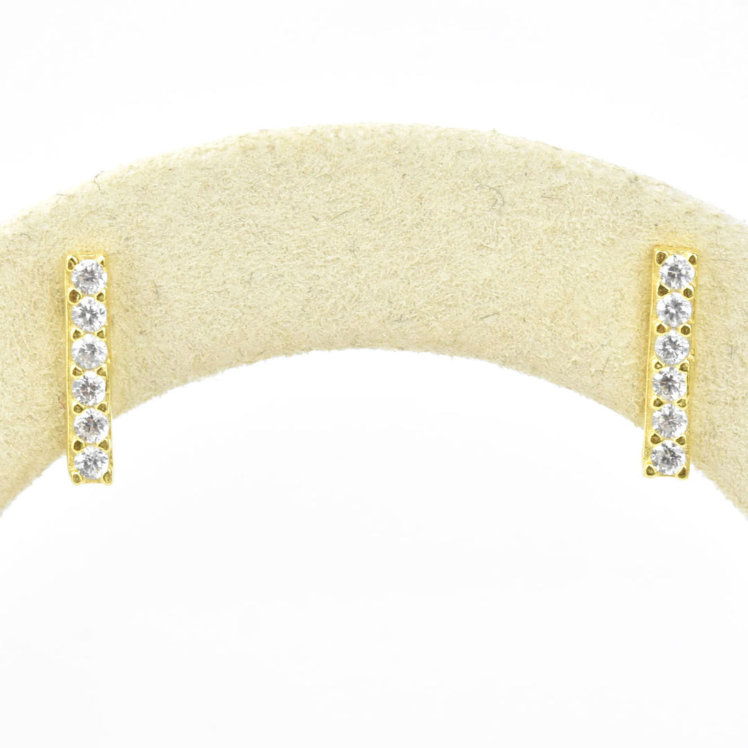 Crystal Encrusted Bar Studs - Goldmakers Fine Jewelry
