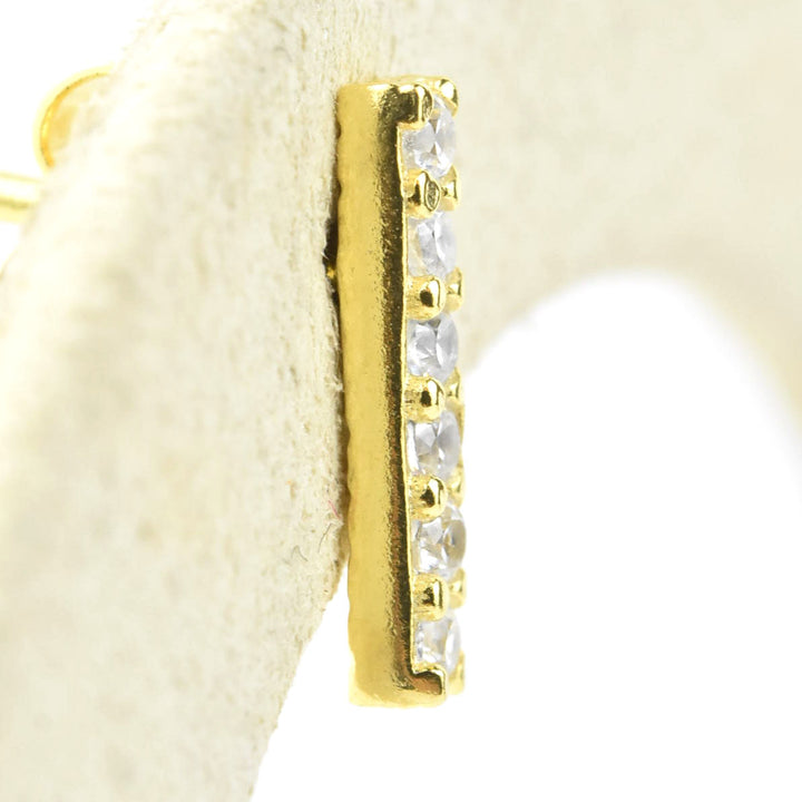Crystal Encrusted Bar Studs - Goldmakers Fine Jewelry