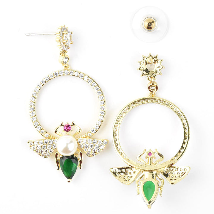 Crystal & Pearl Bee Earrings