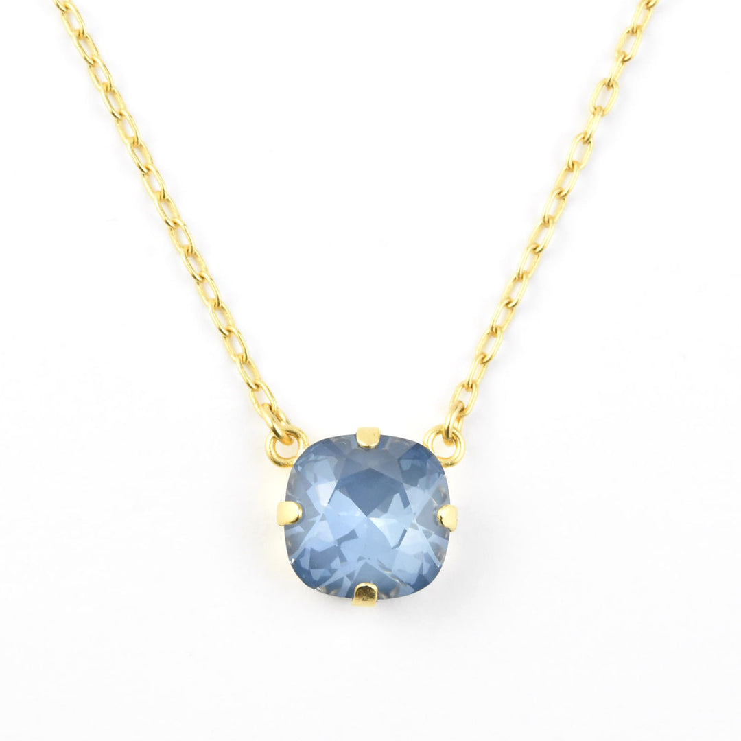 Crystal Solitaire Necklace in Gold Tone - Goldmakers Fine Jewelry