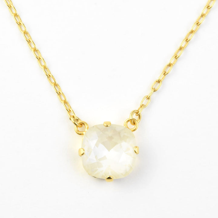 Crystal Solitaire Necklace in Gold Tone - Goldmakers Fine Jewelry