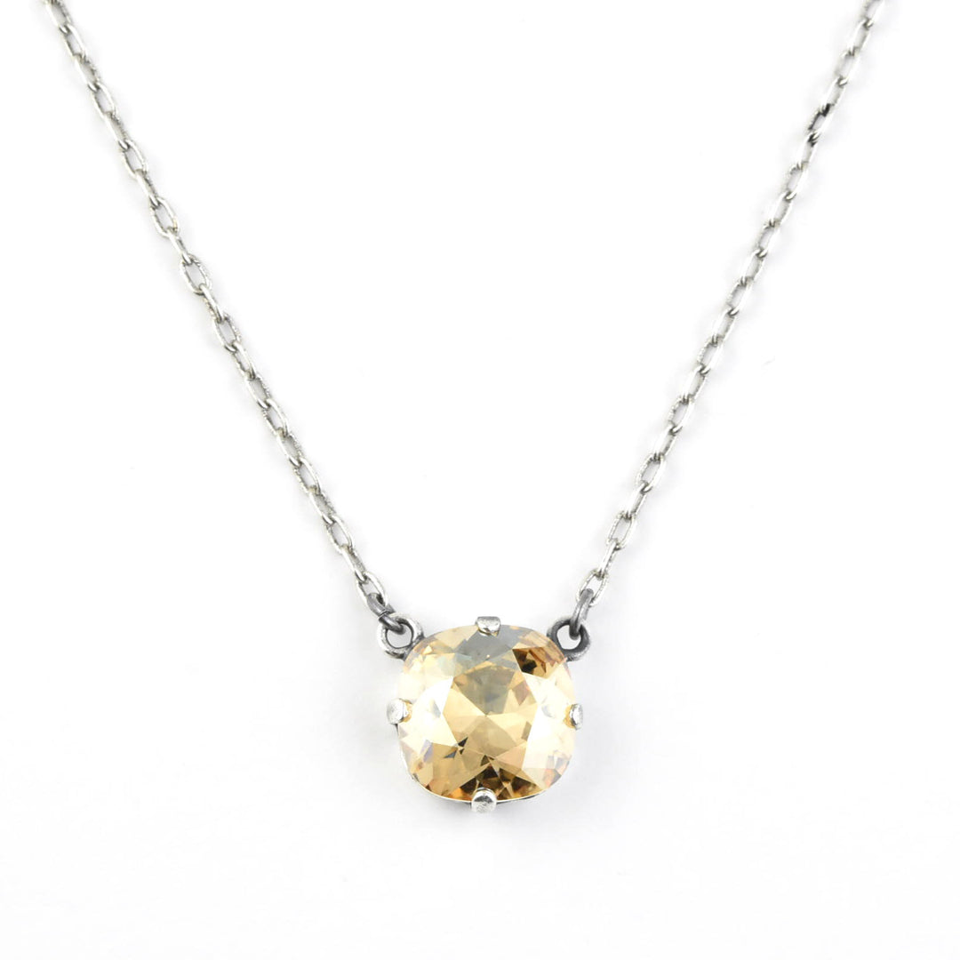 Crystal Solitaire Necklace in Silver Tone - Goldmakers Fine Jewelry