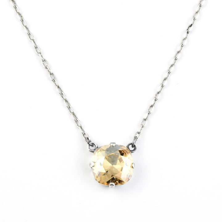 Crystal Solitaire Necklace in Silver Tone - Goldmakers Fine Jewelry