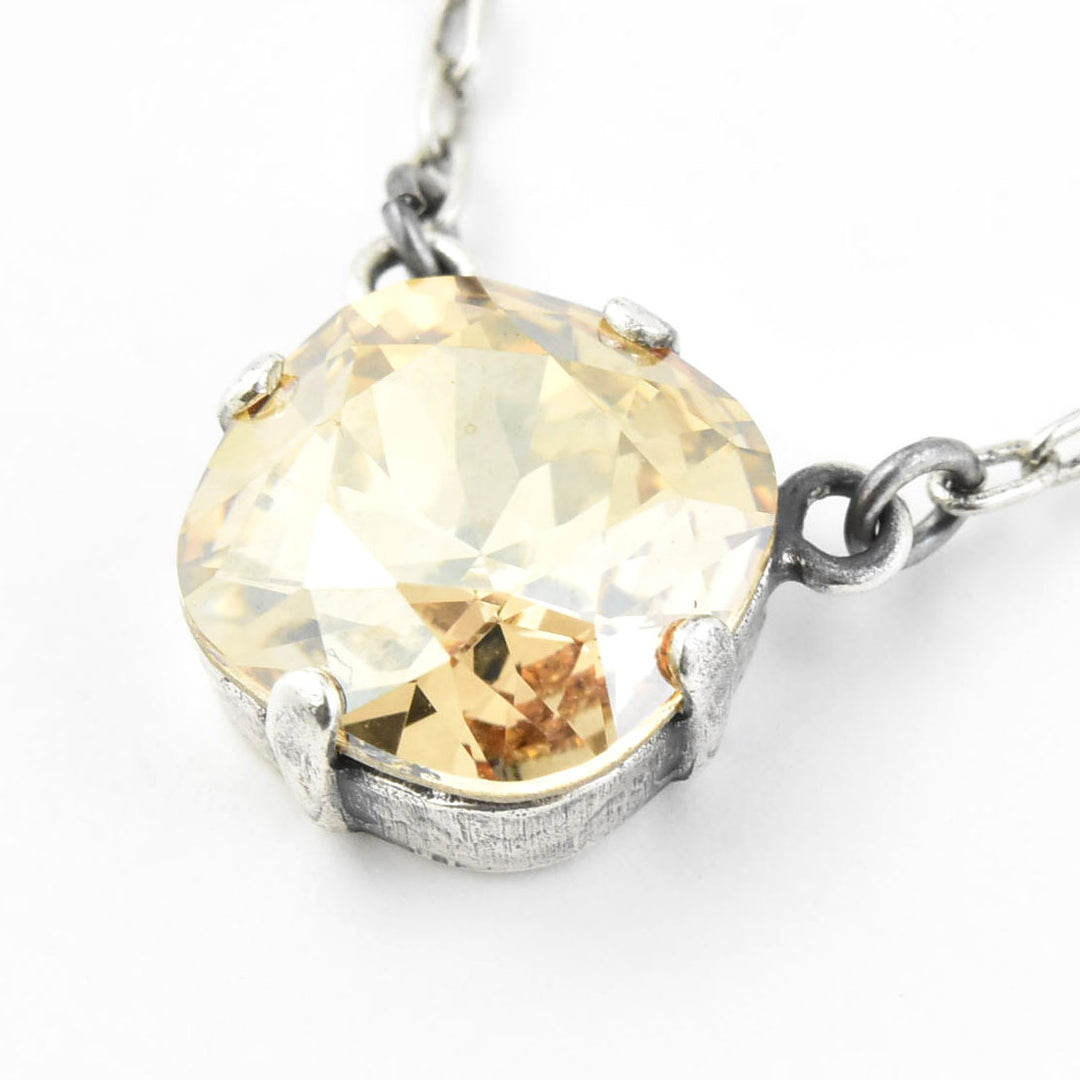 Crystal Solitaire Necklace in Silver Tone - Goldmakers Fine Jewelry