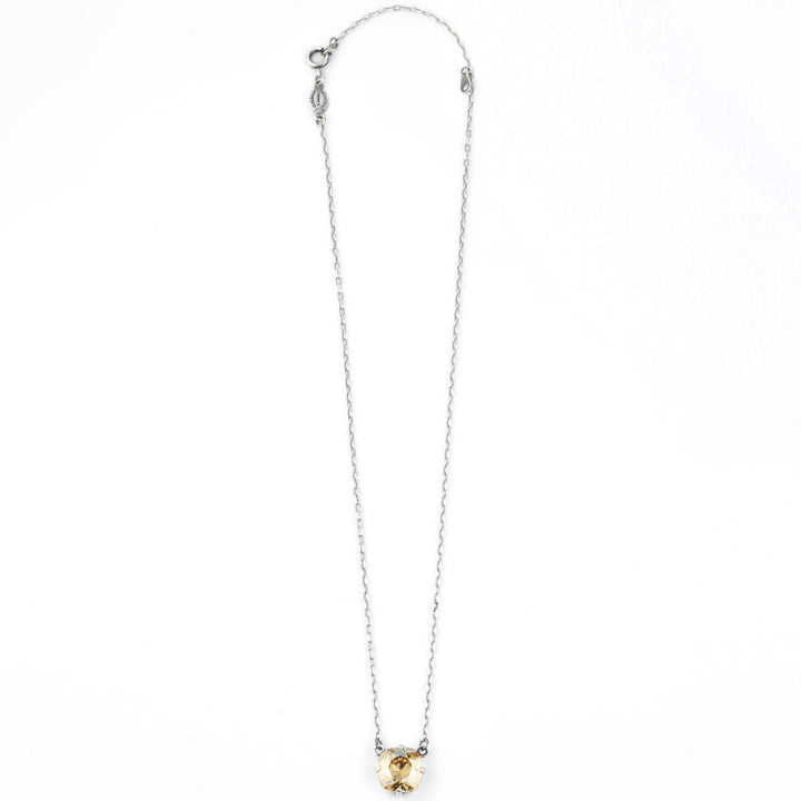 Crystal Solitaire Necklace in Silver Tone - Goldmakers Fine Jewelry