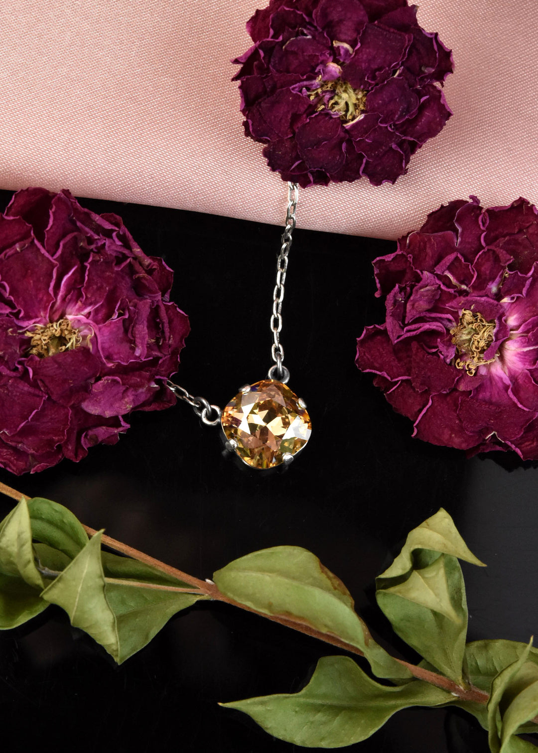 Crystal Solitaire Necklace in Silver Tone - Goldmakers Fine Jewelry