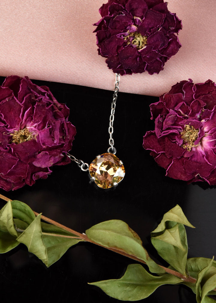 Crystal Solitaire Necklace in Silver Tone - Goldmakers Fine Jewelry