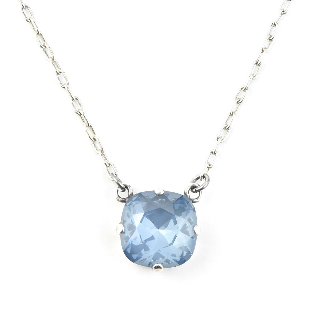 Crystal Solitaire Necklace in Silver Tone - Goldmakers Fine Jewelry