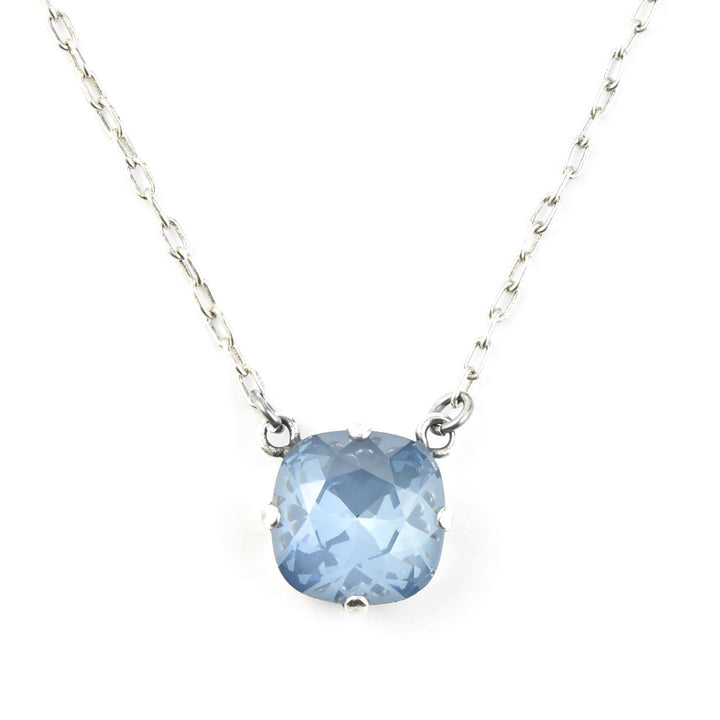 Crystal Solitaire Necklace in Silver Tone - Goldmakers Fine Jewelry