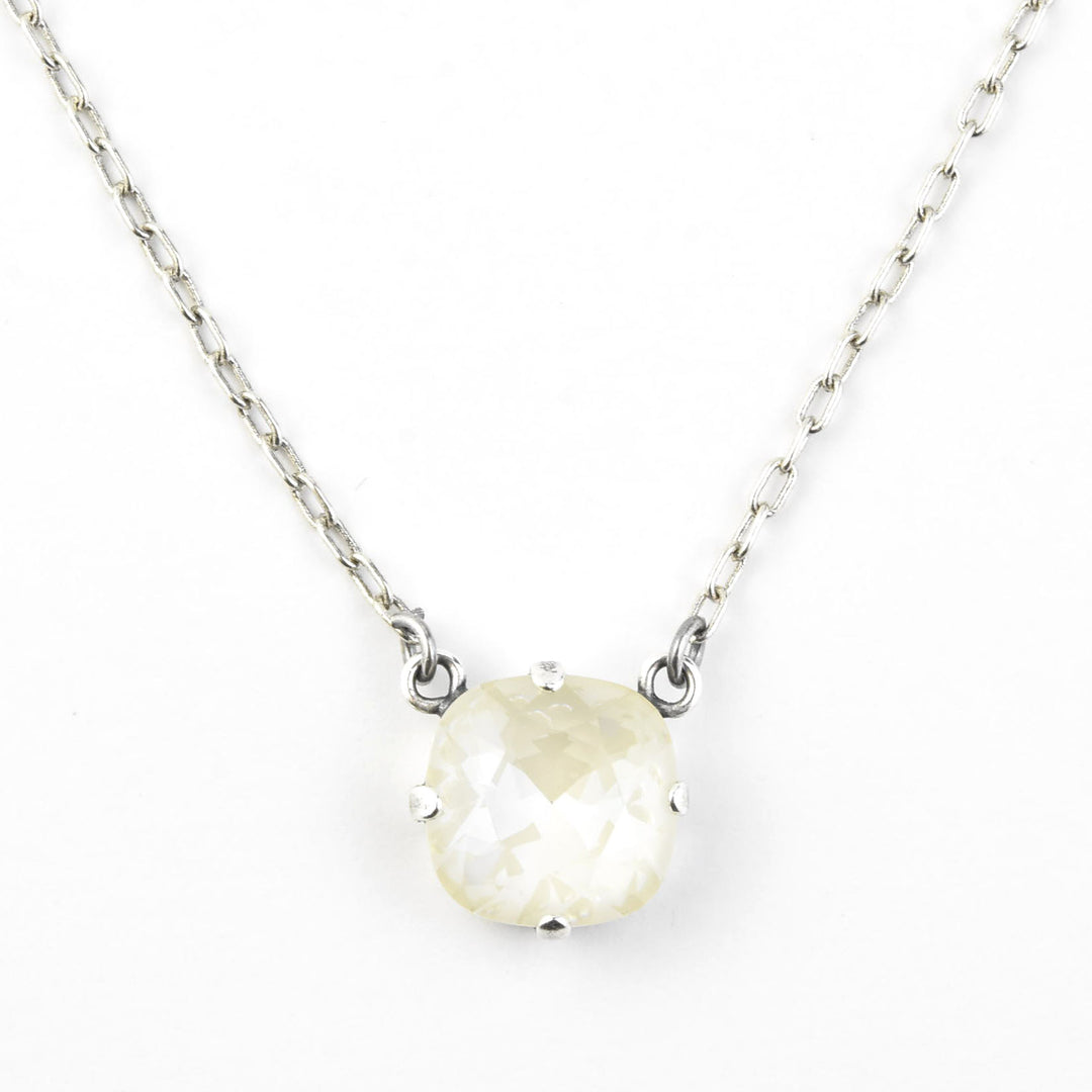 Crystal Solitaire Necklace in Silver Tone - Goldmakers Fine Jewelry