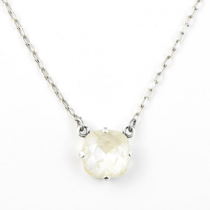 Crystal Solitaire Necklace in Silver Tone - Goldmakers Fine Jewelry