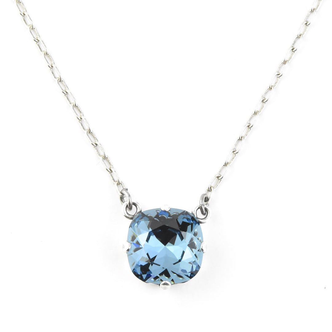 Crystal Solitaire Necklace in Silver Tone - Goldmakers Fine Jewelry